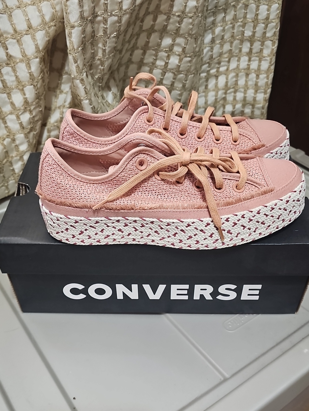 Converse Pink Knit Platform Lace-Up Sneakers